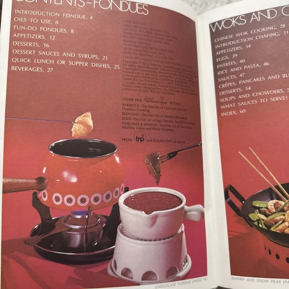 Vintage Gourmet International Stainless Steel Fondue Set Forks Cookbook Stand